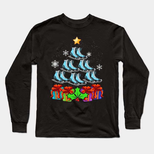 Funny Figure Skating Skater Christmas Tree Decor Gift Xmas Long Sleeve T-Shirt by thuden1738